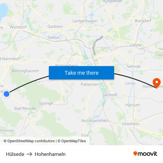 Hülsede to Hohenhameln map