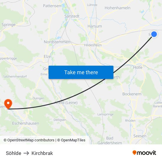 Söhlde to Kirchbrak map