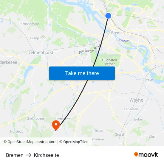 Bremen to Kirchseelte map