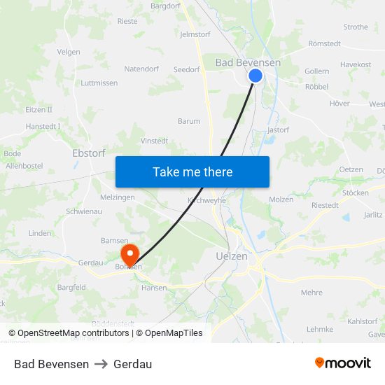 Bad Bevensen to Gerdau map