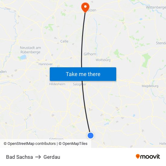 Bad Sachsa to Gerdau map