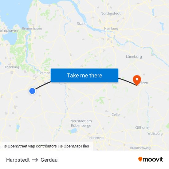 Harpstedt to Gerdau map