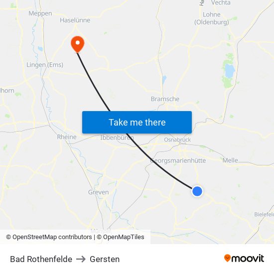 Bad Rothenfelde to Gersten map
