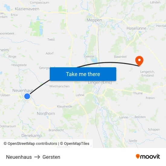 Neuenhaus to Gersten map