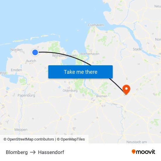 Blomberg to Hassendorf map