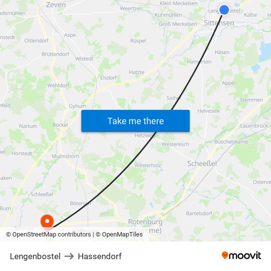 Lengenbostel to Hassendorf map