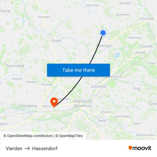 Vierden to Hassendorf map