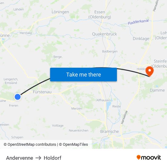 Andervenne to Holdorf map