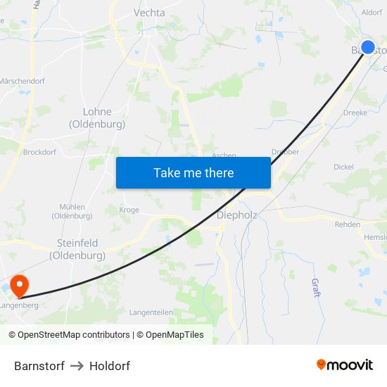 Barnstorf to Holdorf map