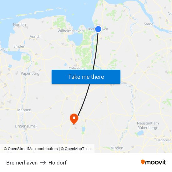 Bremerhaven to Holdorf map