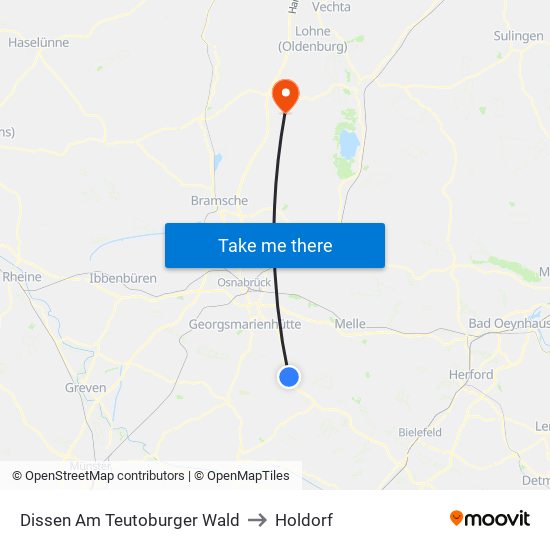 Dissen Am Teutoburger Wald to Holdorf map