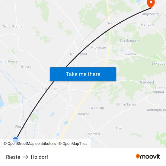 Rieste to Holdorf map