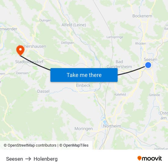 Seesen to Holenberg map