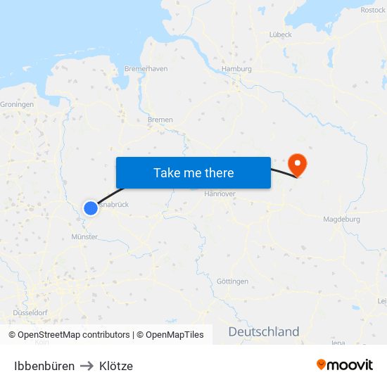 Ibbenbüren to Klötze map