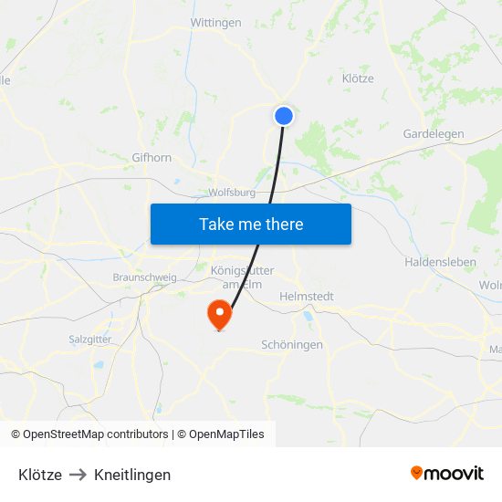 Klötze to Kneitlingen map