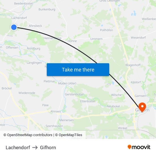 Lachendorf to Gifhorn map