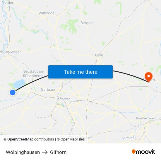 Wölpinghausen to Gifhorn map