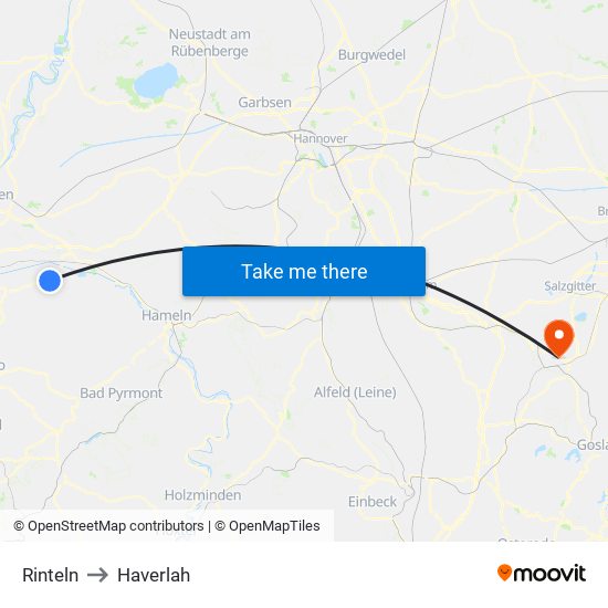 Rinteln to Haverlah map