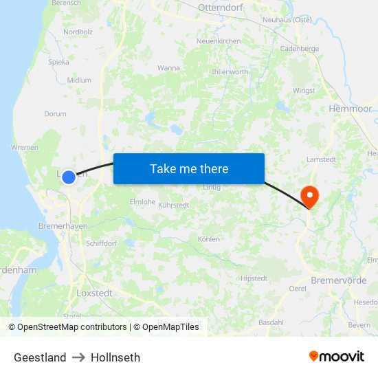 Geestland to Hollnseth map