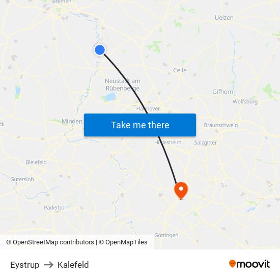 Eystrup to Kalefeld map