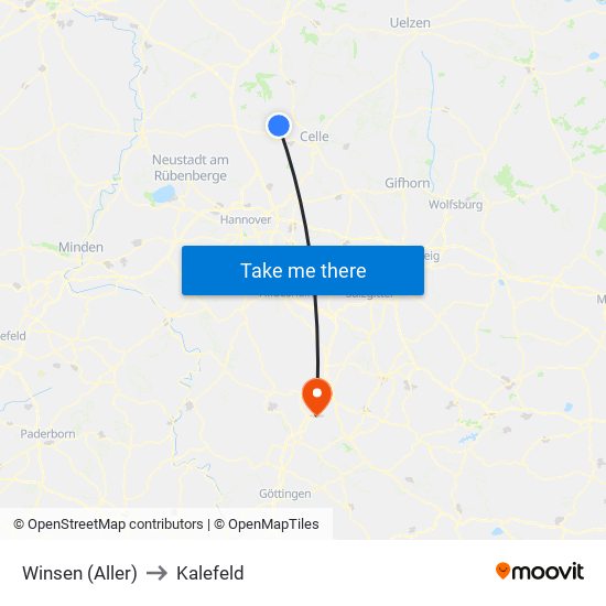 Winsen (Aller) to Kalefeld map