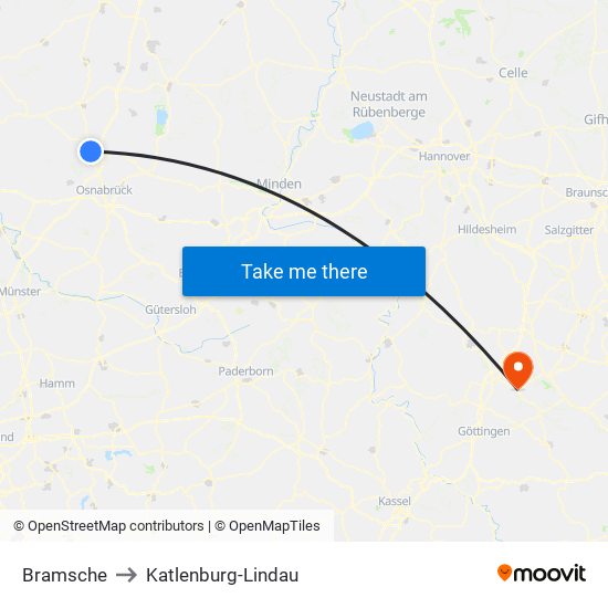 Bramsche to Katlenburg-Lindau map