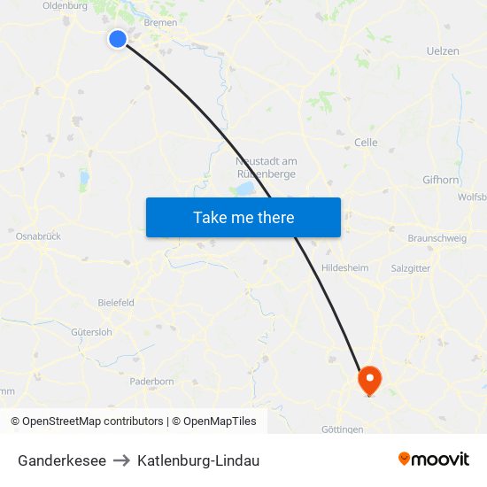 Ganderkesee to Katlenburg-Lindau map