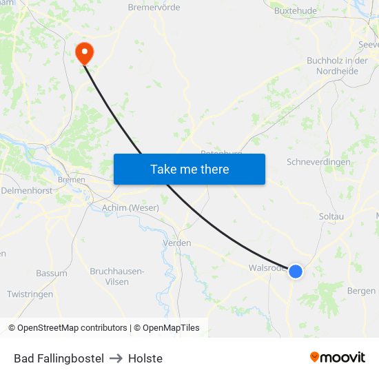 Bad Fallingbostel to Holste map