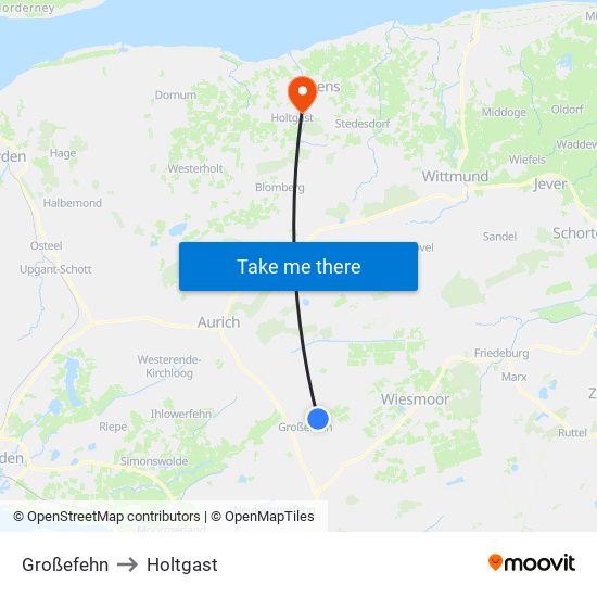 Großefehn to Holtgast map