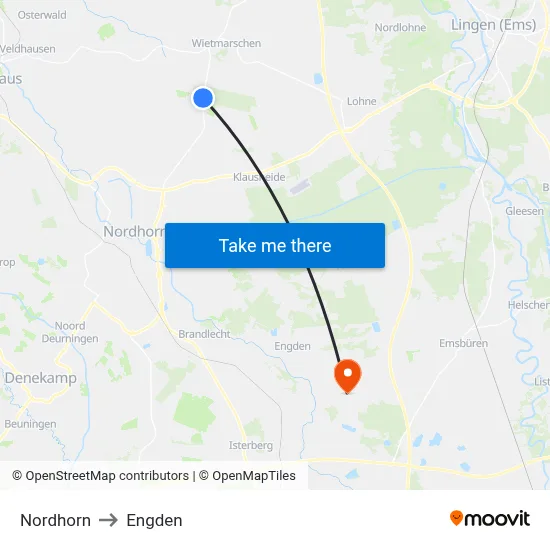Nordhorn to Engden map