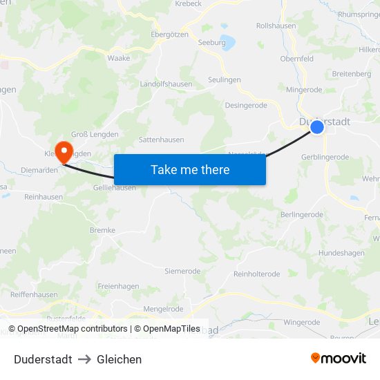Duderstadt to Gleichen map