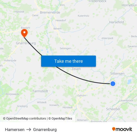 Hamersen to Gnarrenburg map