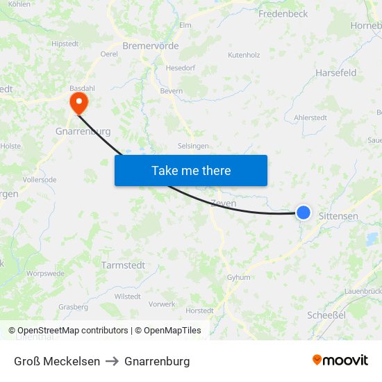 Groß Meckelsen to Gnarrenburg map