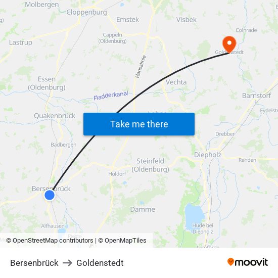 Bersenbrück to Goldenstedt map