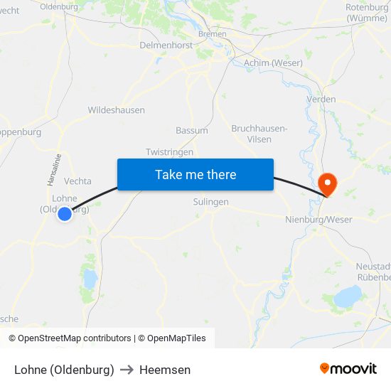 Lohne (Oldenburg) to Heemsen map