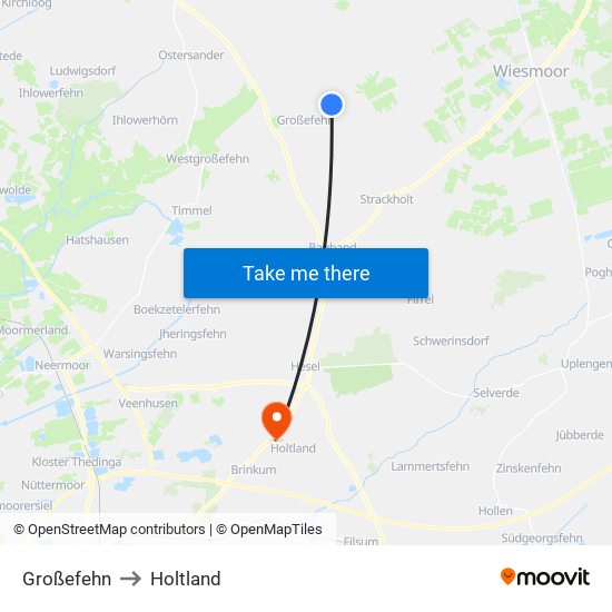 Großefehn to Holtland map