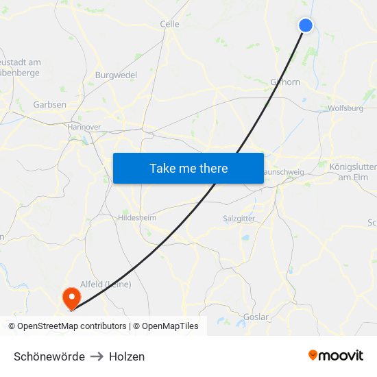 Schönewörde to Holzen map