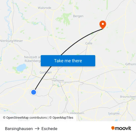 Barsinghausen to Eschede map