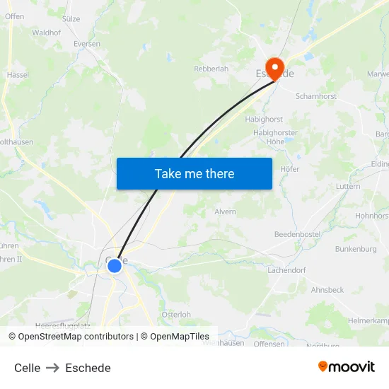 Celle to Eschede map