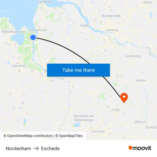 Nordenham to Eschede map