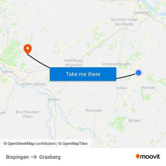 Bispingen to Grasberg map