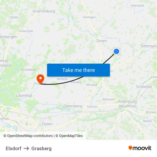 Elsdorf to Grasberg map