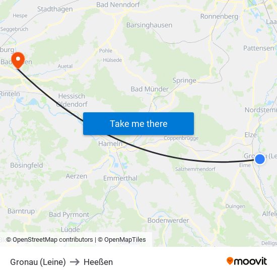 Gronau (Leine) to Heeßen map