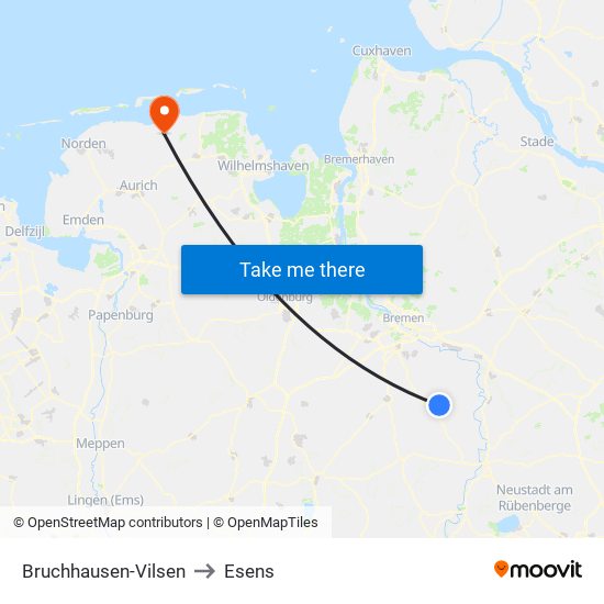 Bruchhausen-Vilsen to Esens map