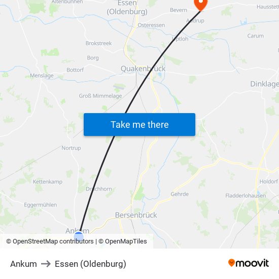 Ankum to Essen (Oldenburg) map