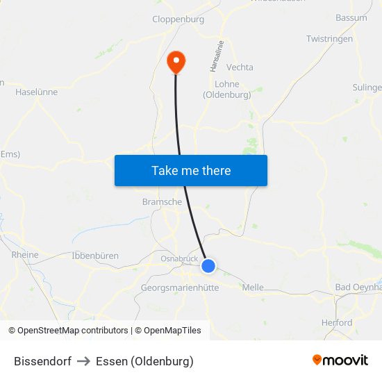 Bissendorf to Essen (Oldenburg) map