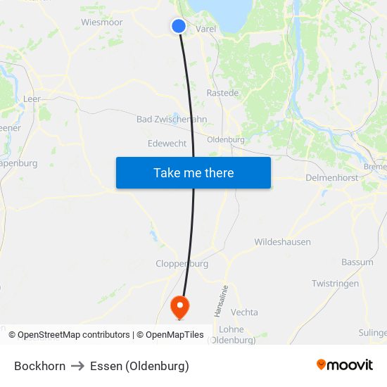 Bockhorn to Essen (Oldenburg) map