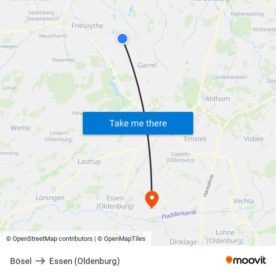 Bösel to Essen (Oldenburg) map