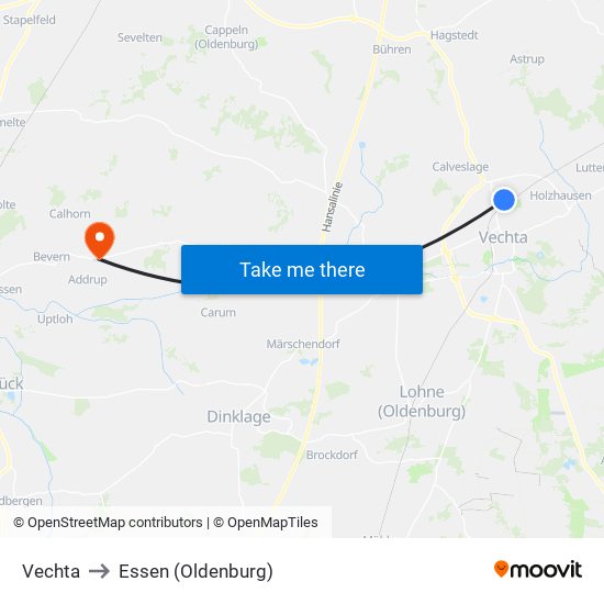 Vechta to Essen (Oldenburg) map