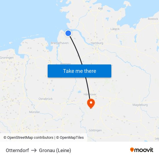 Otterndorf to Gronau (Leine) map